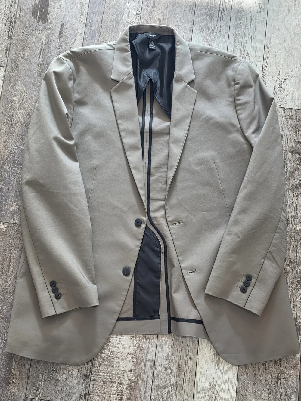 XL Men's Alfani Casual Blazer Khaki Tan Cotton Blend 2 Button Sport Coat 44-46